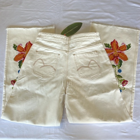 FARM RIO Embroidered Floral Twill Pants Size S NWT - Picture 10 of 14